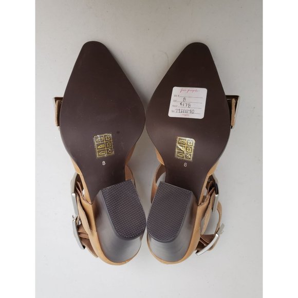 Free People Jeffrey Campbell Hendrix Tan Leather Buckle Heels - Picture 4 of 4